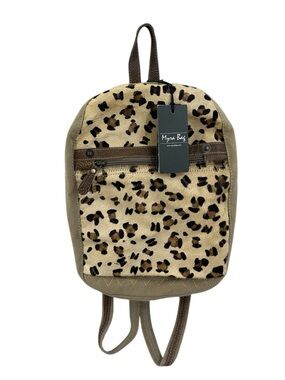 New MYRA BAG The Complete Canvas Backpack In Brown Leopard And Hide